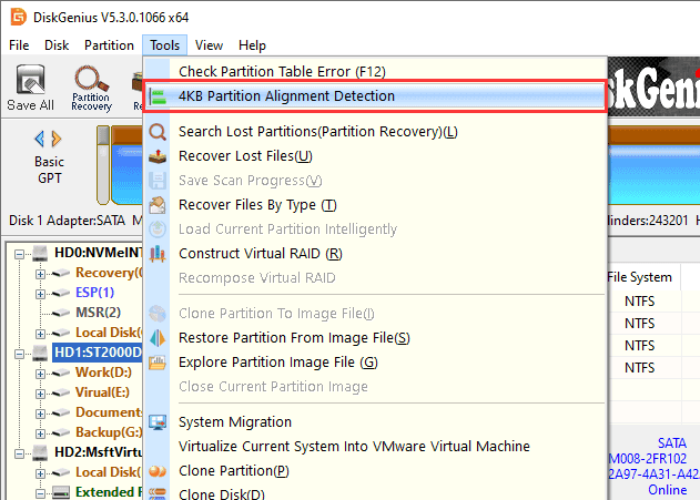 4KB Partition Alignment Detection