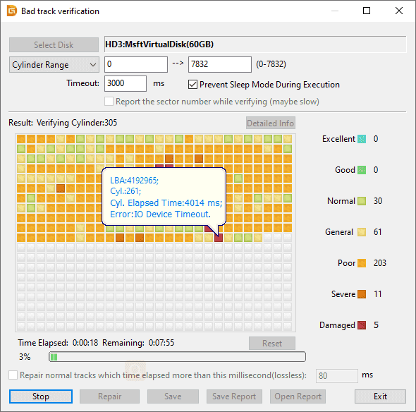 Check and repair bad sectors