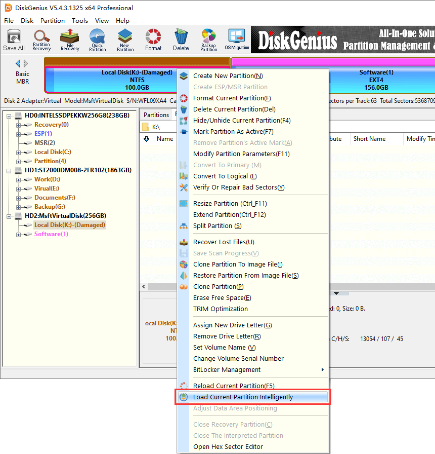 The volume does not contain a recognized file system