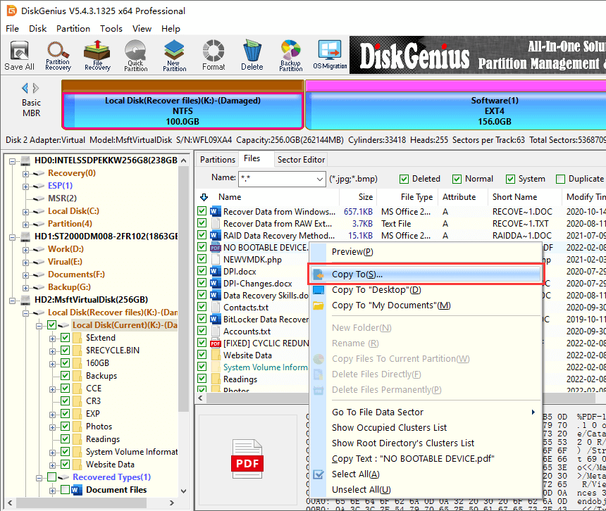 The volume does not contain a recognized file system