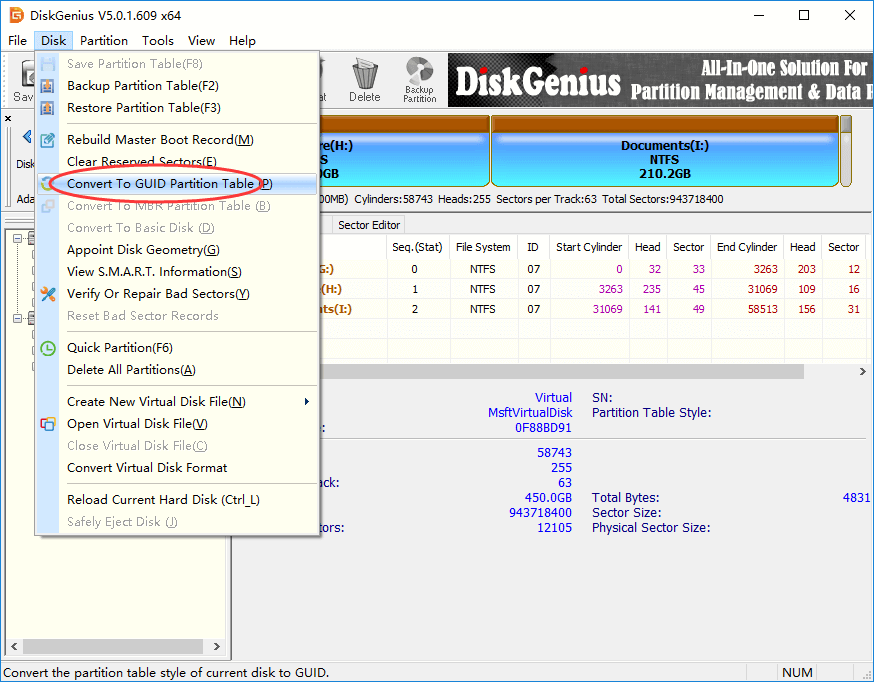 The specified disk is not convertible