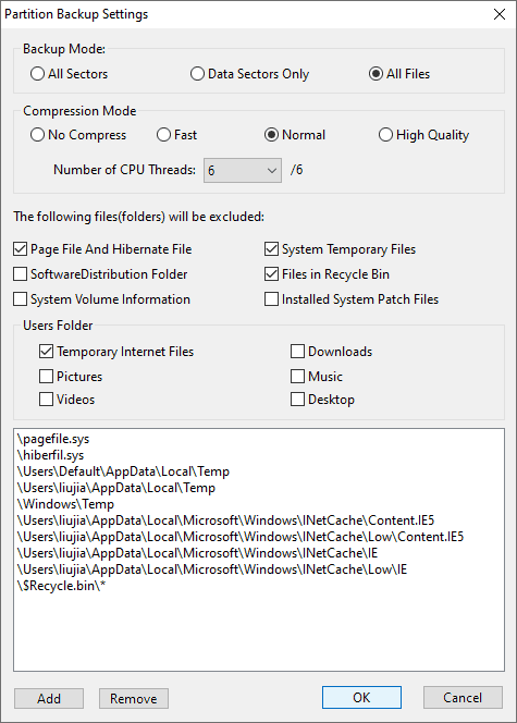 Partition backup