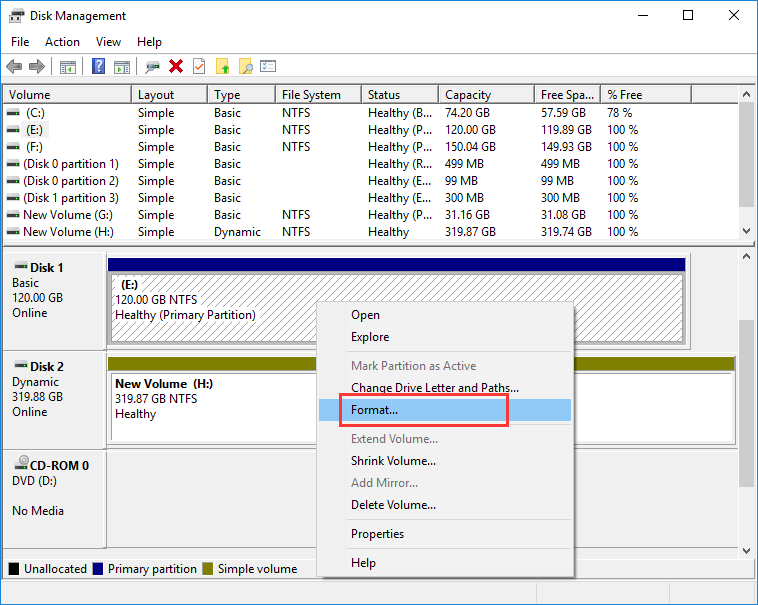 The volume does not contain a recognized file system