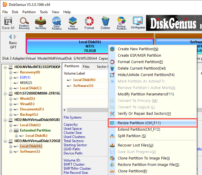 Resize Partition