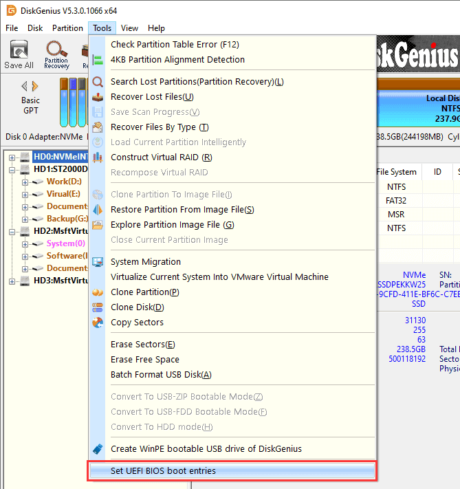 Manage UEFI BIOS Boot Entries in Windows