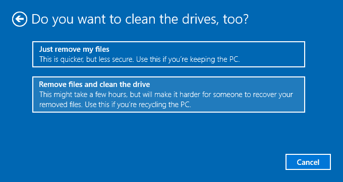 wipe hard drive windows 10